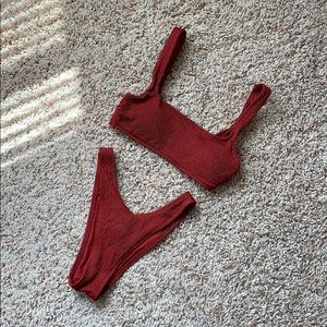 Aerie High Waist Berry Bikini Size Small